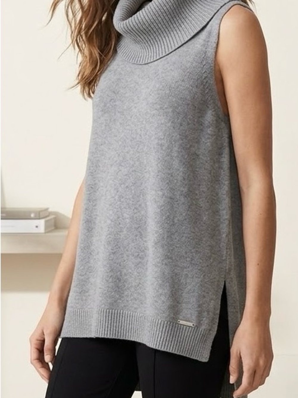 MICHAEL Michael Kors Sleeveless Turtleneck Tunic - Gray